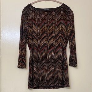 Cable & Gauge Long Sleeve Chevron Pattern Tunic